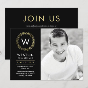 Tarjeta de graduación de Wreath Color Classic Edit