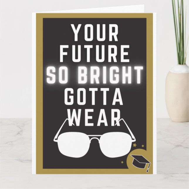 Tarjeta de graduación divertida en el futuro brill (Anverso)
