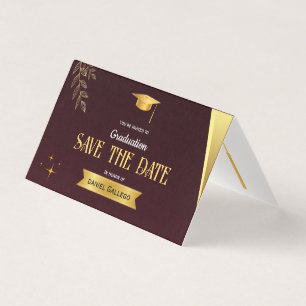 Tarjeta de graduación elegante de oro rojo para gu