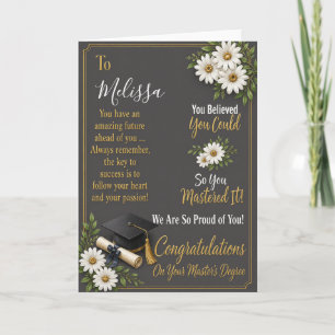 Tarjeta de graduación elegante para máster