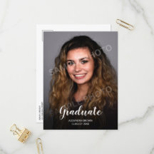 Tarjeta de graduación en blanco y negro