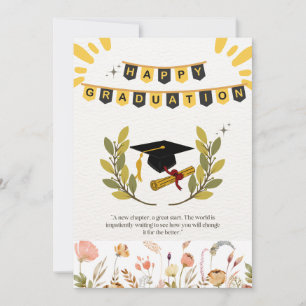 Tarjeta de Graduación Feliz con Floral y Tassel Il