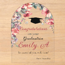Tarjeta de graduación floral elegante - Personaliz