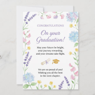 Tarjeta de Graduación Floral: Felicitaciones Elega