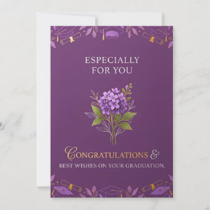 Tarjeta de graduación floral hermosa