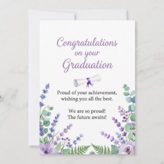 Tarjeta de Graduación Floral Púrpura