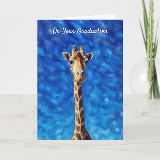 Tarjeta de graduación Giraffe Stand Tall (Anverso)
