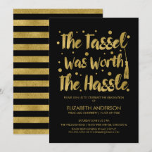 Tarjeta de graduación Gold & Black Tassel