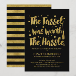 Tarjeta de graduación Gold & Black Tassel