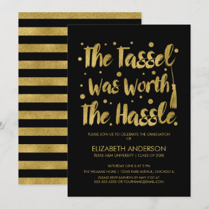 Tarjeta de graduación Gold & Black Tassel