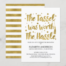 Tarjeta de graduación Gold & White Tassel
