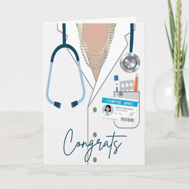 tarjeta de graduación médica femenina (Anverso)