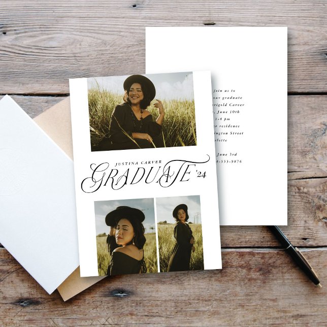 Tarjeta de graduación multifotografía tipográfica  (Subido por el creador)