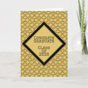 Tarjeta de Graduación Negra y Dorada   2026