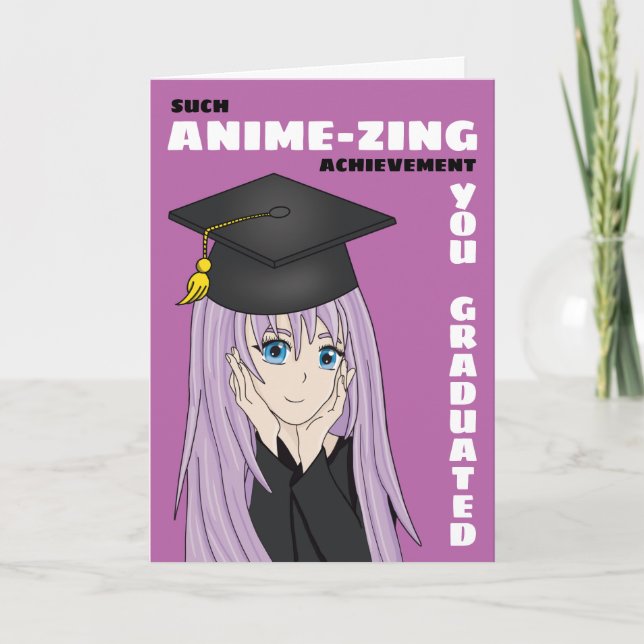 Tarjeta De Graduación Para Chica, Anime Y Manga (Anverso)