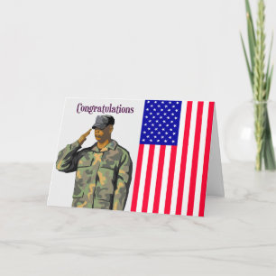 Tarjeta de graduación para el hombre y la bandera