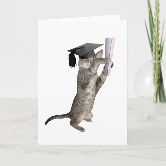Tarjeta de graduación para gatitos Tabby (Anverso)