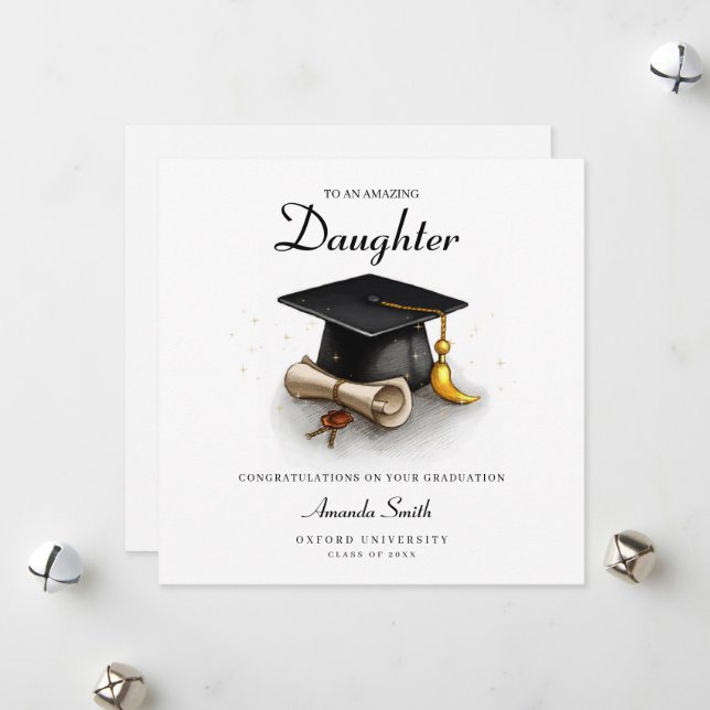 Tarjeta de graduación para la hija, tarjeta de gra (Anverso/Reverso In Situ)