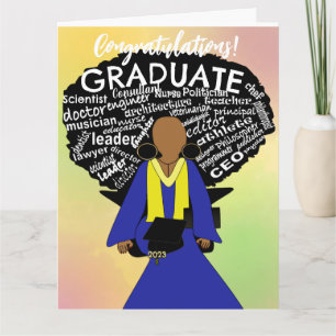 Tarjeta de graduación para mujer afroamericana