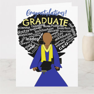 Tarjeta de graduación para mujer afroamericana