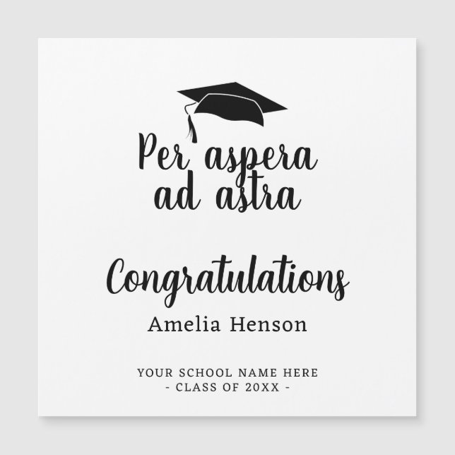 Tarjeta de graduación Per aspera ad astra Latin Co (Anverso)
