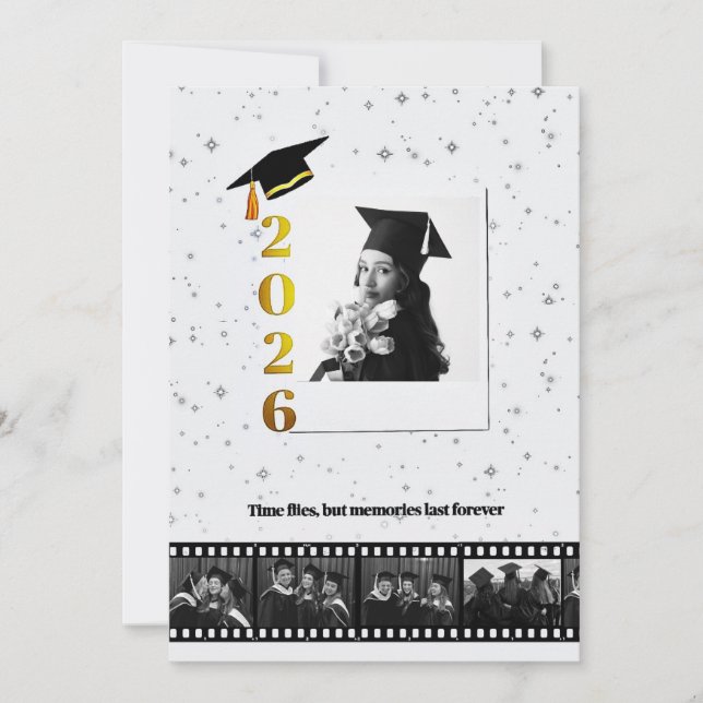 Tarjeta de graduación personalizada con rollo de p (Anverso)