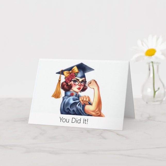 Tarjeta de graduación personalizada Rosie the Rive (Planta pequeña)