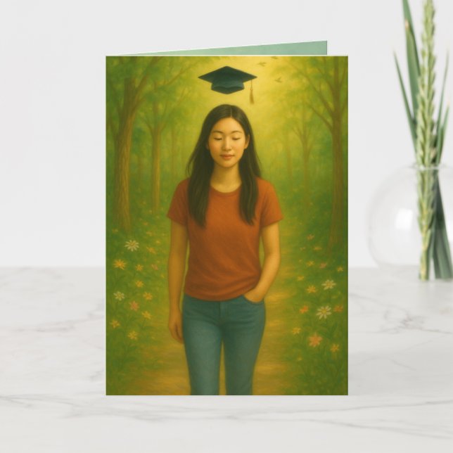 Tarjeta de graduación plegada personalizado asiáti (Anverso)