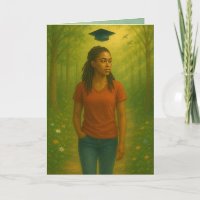 Tarjeta de graduación plegada personalizado barniz (Anverso)