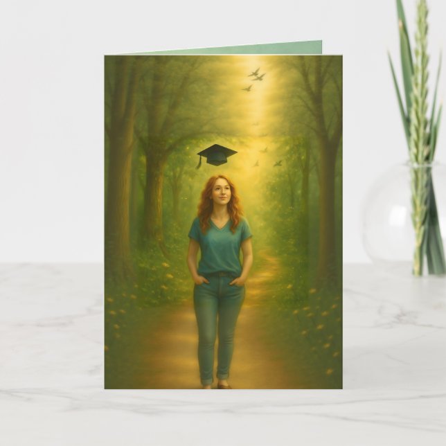 Tarjeta de graduación plegada personalizado hembra (Anverso)