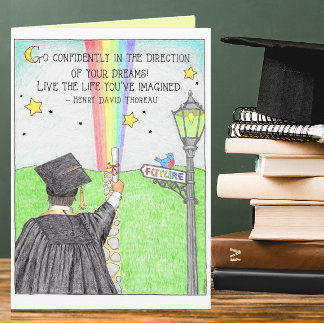 Tarjeta de graduación Rainbow con confianza