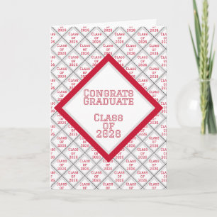 Tarjeta de Graduación Roja y Blanca 2026