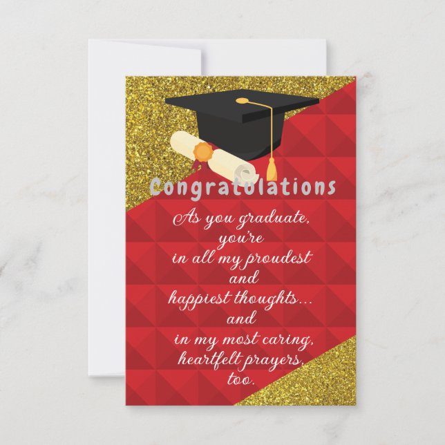 Tarjeta de graduación roja y dorada (Anverso)