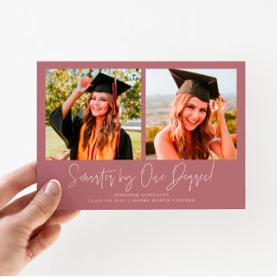 Tarjeta de graduación rosa de una foto múltiple 'M