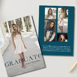 Tarjeta de graduación única de 5 fotos con letra d