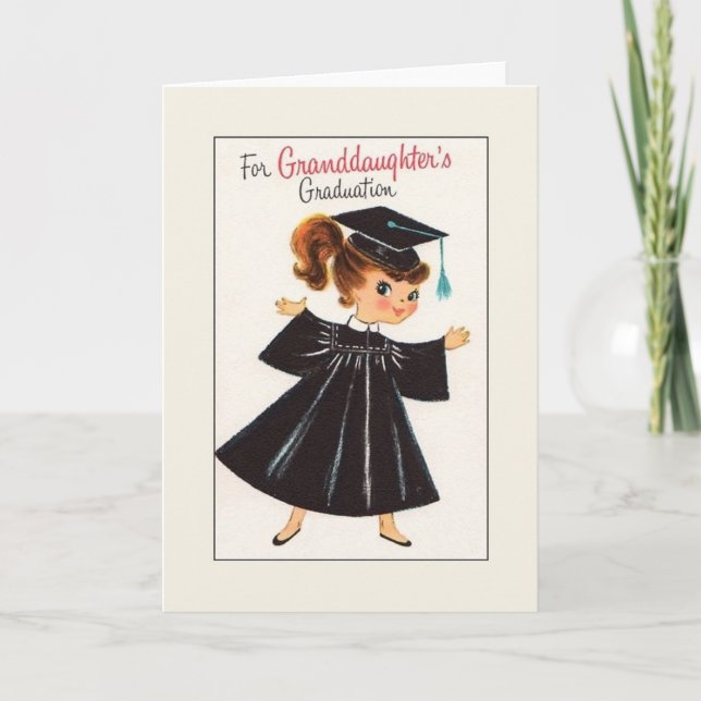 Tarjeta De Graduación Vintage Para Nieta (Anverso)
