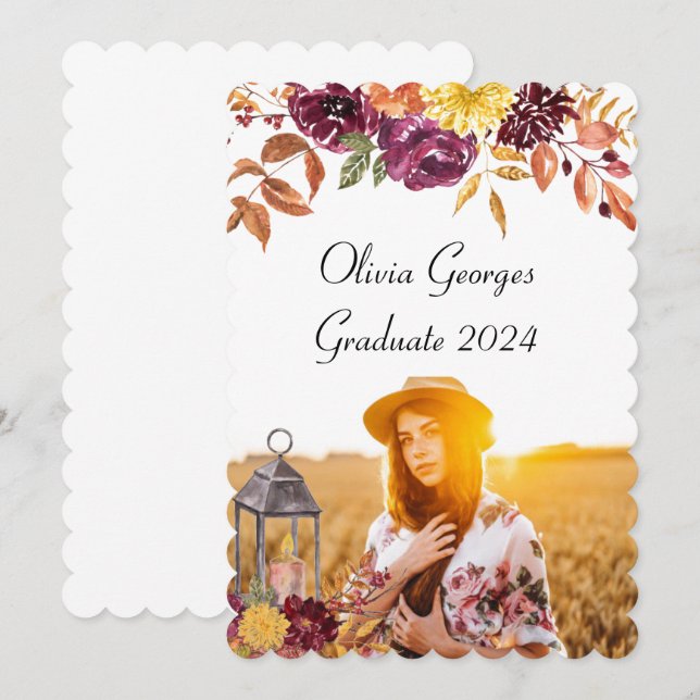 tarjeta de graduado de fotografía personalizado (Anverso / Reverso)