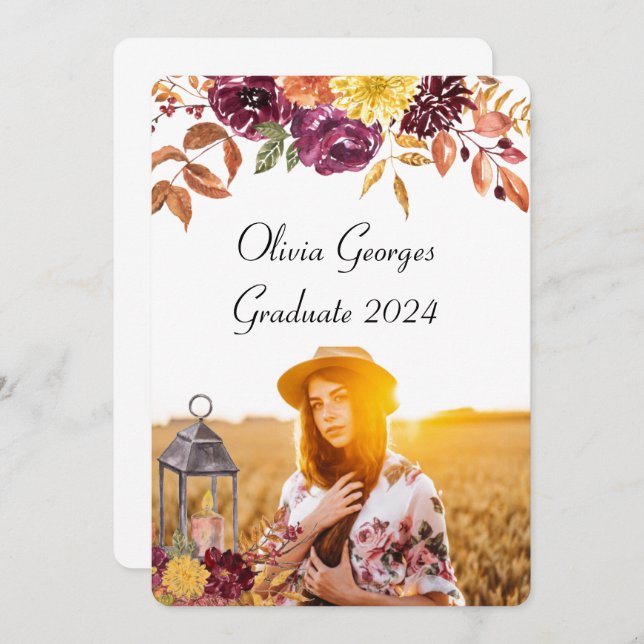 tarjeta de graduado de fotografía personalizado (Anverso / Reverso)