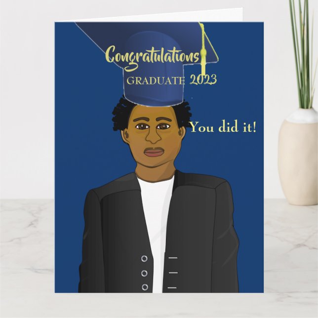 Tarjeta de graduado de grado para hombres negros a (Anverso)