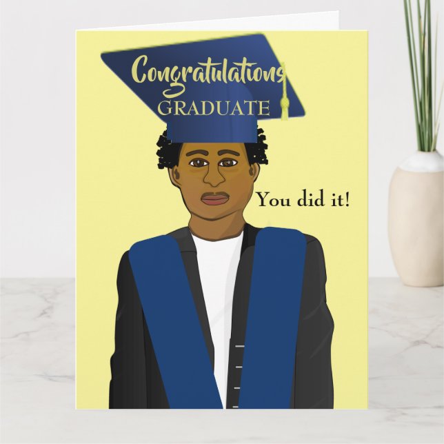 Tarjeta de graduado de grado para hombres negros a (Anverso)