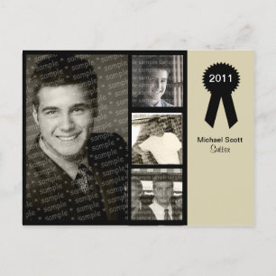 Tarjeta de graduado negro y pekinés de 4 fotos de 