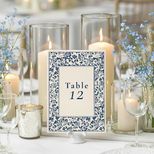 Tarjeta de gráfica de mesa azul floral Delfware