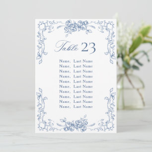 Tarjeta de gráfico de asientos azul polvoriento or