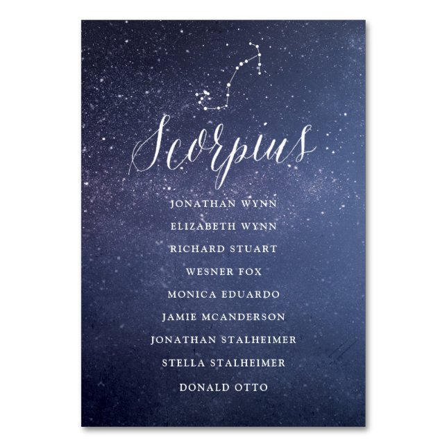 Tarjeta de gráfico de asientos Boda de estrellas S (Anverso)