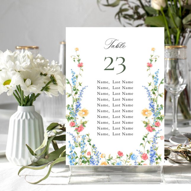 Tarjeta de gráfico de asientos con flores silvestr (Subido por el creador)