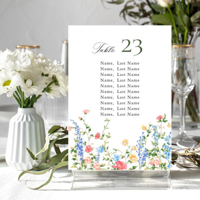Tarjeta de gráfico de asientos con flores silvestr (Subido por el creador)
