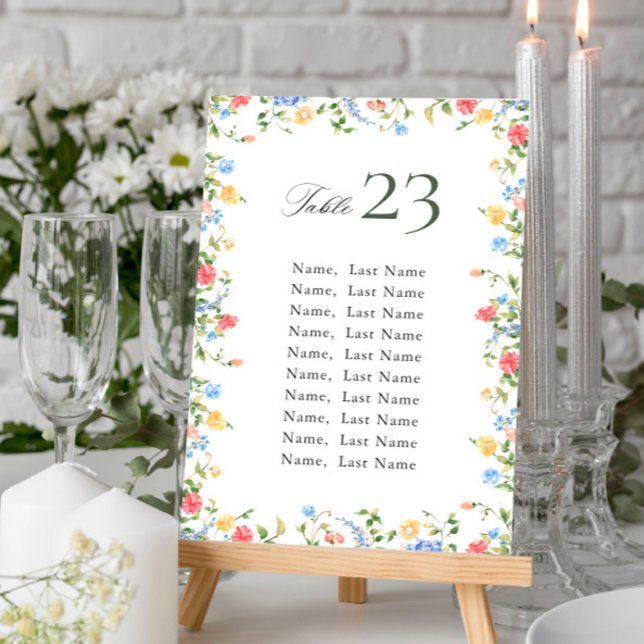 Tarjeta de gráfico de asientos con flores silvestr (Subido por el creador)