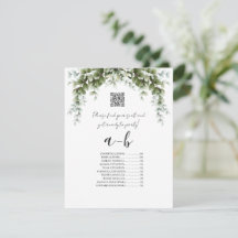 Tarjeta de Gráfico de Asientos de Boda Alfabético
