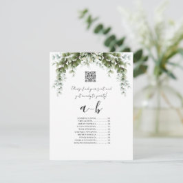 Tarjeta de Gráfico de Asientos de Boda Alfabético 