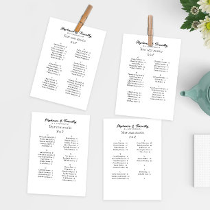 Tarjeta de gráfico de asientos de Boda alfabético